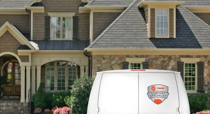 Home with a Trane van in front